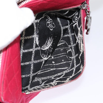 CHANEL Matelasse Chain Shoulder Bag Cotton Red Silver CC bs17224