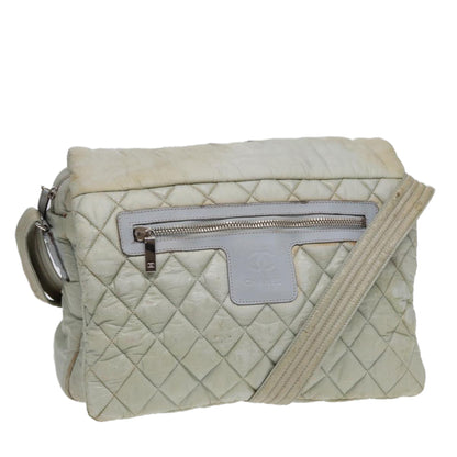 CHANEL Small Messenger Cococoon Shoulder Bag Nylon Gray Silver CC bs17253