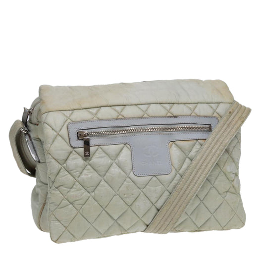 CHANEL Small Messenger Cococoon Shoulder Bag Nylon Gray Silver CC bs17253