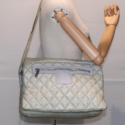 CHANEL Small Messenger Cococoon Shoulder Bag Nylon Gray Silver CC bs17253