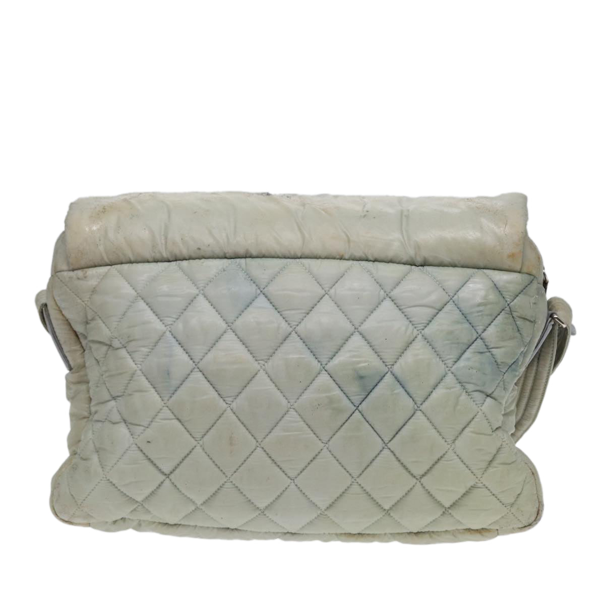 CHANEL Small Messenger Cococoon Shoulder Bag Nylon Gray Silver CC bs17253