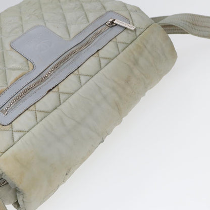 CHANEL Small Messenger Cococoon Shoulder Bag Nylon Gray Silver CC bs17253