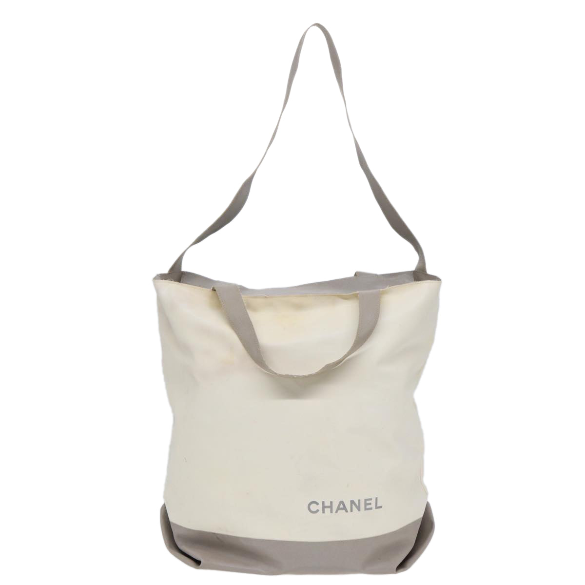 CHANEL Tote Bag Nylon 2way White Silver CC bs17286