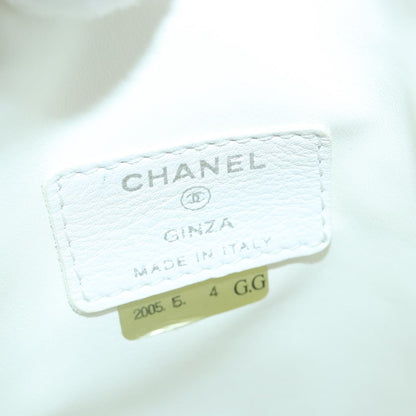 CHANEL Purse Pouch Canvas White CC bs17327