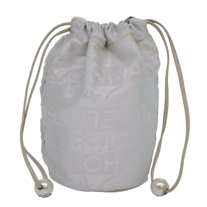 CHANEL Purse Pouch Canvas White CC bs17327