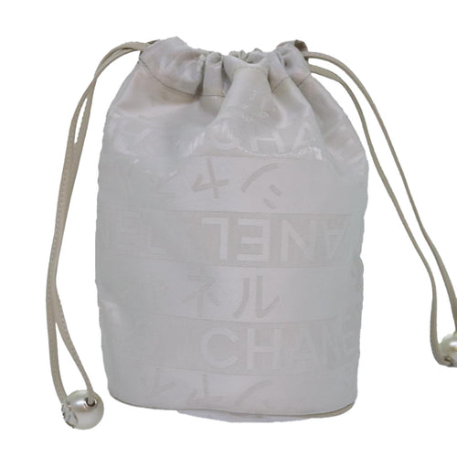 CHANEL Purse Pouch Canvas White CC bs17327