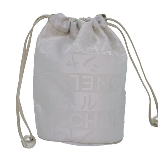 CHANEL Purse Pouch Canvas White CC bs17327
