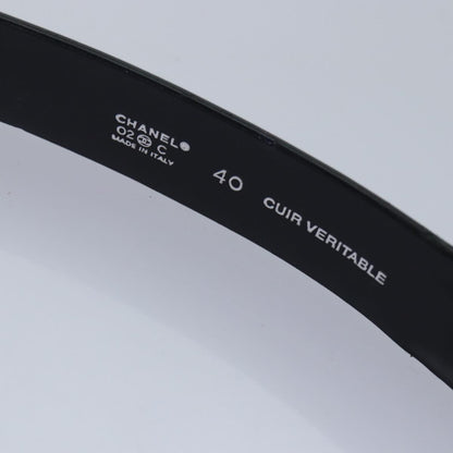 CHANEL Belt Leather 40 Black CC bs17331
