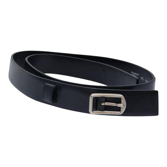 CHANEL Belt Leather 40 Black CC bs17331