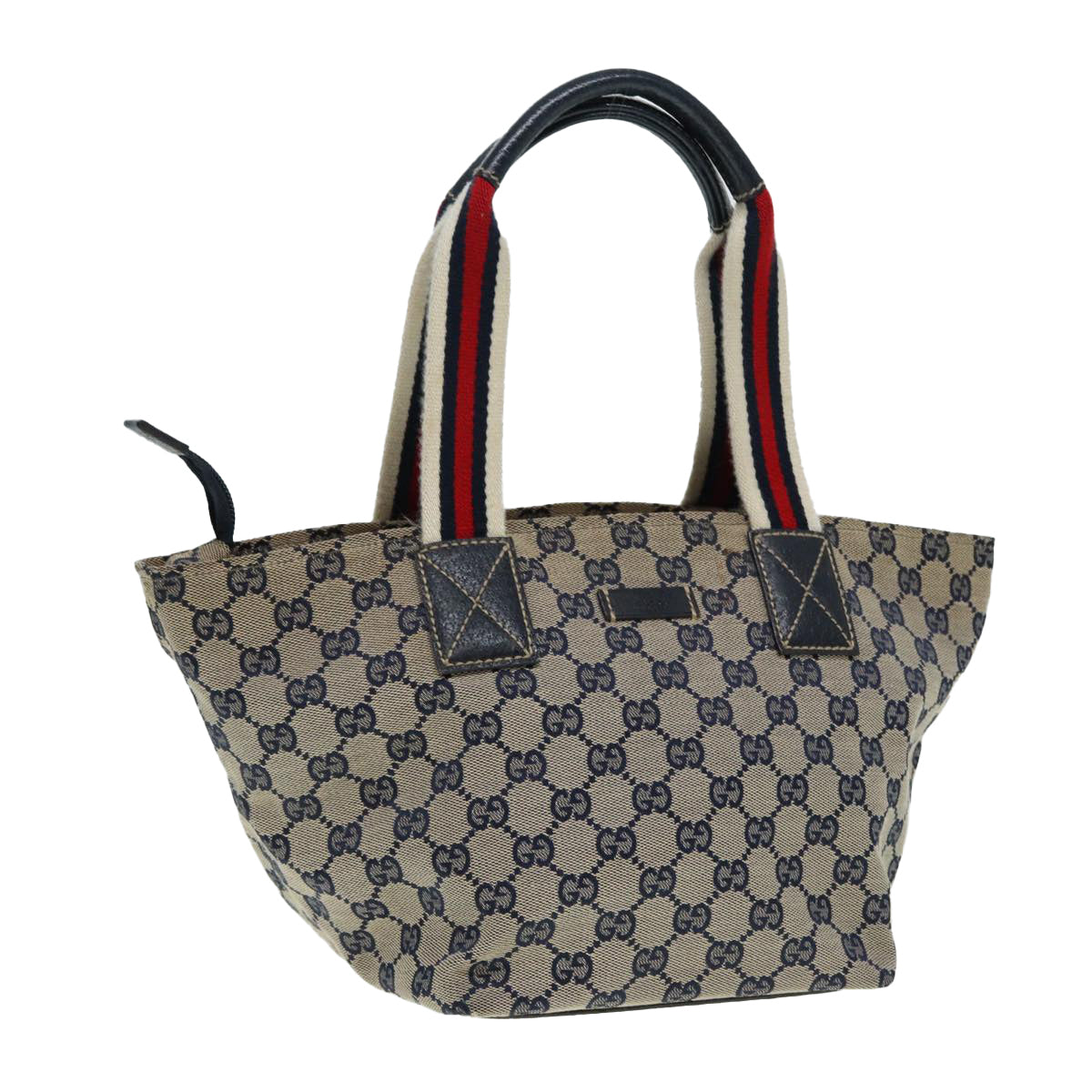GUCCI GG Canvas Sherry Line Tote Bag Red Navy Silver 131228  bs17358