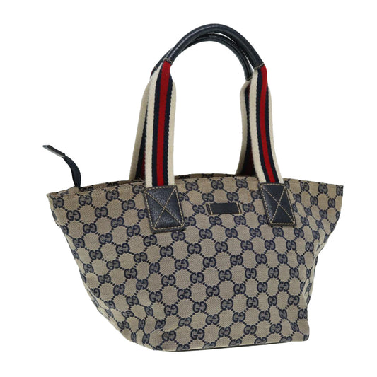 GUCCI GG Canvas Sherry Line Tote Bag Red Navy Silver 131228  bs17358