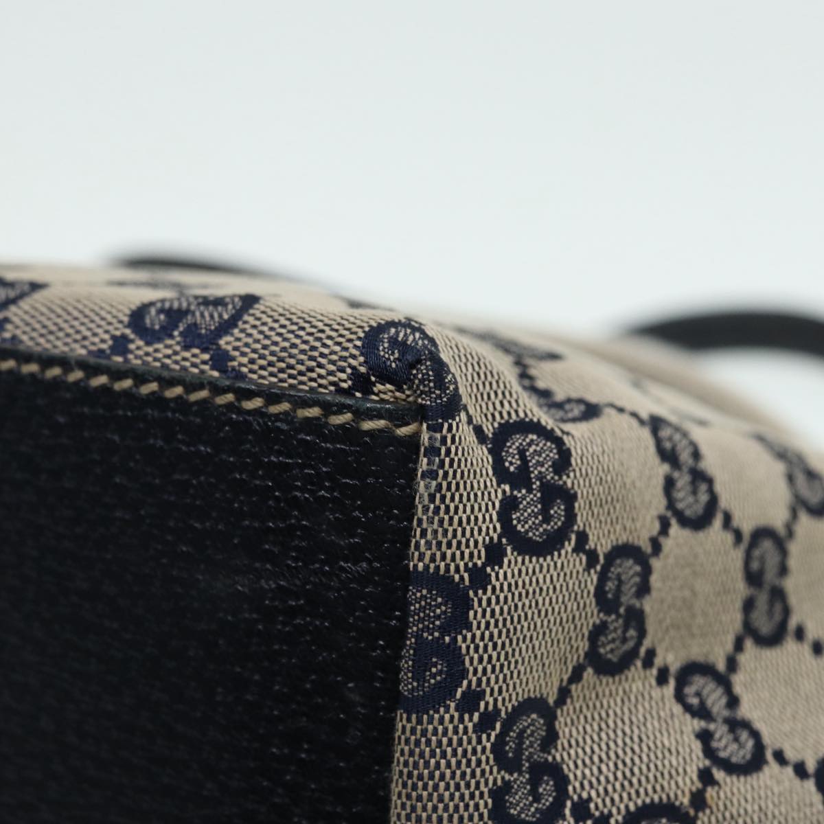 GUCCI GG Canvas Sherry Line Tote Bag Red Navy Silver 131228  bs17358