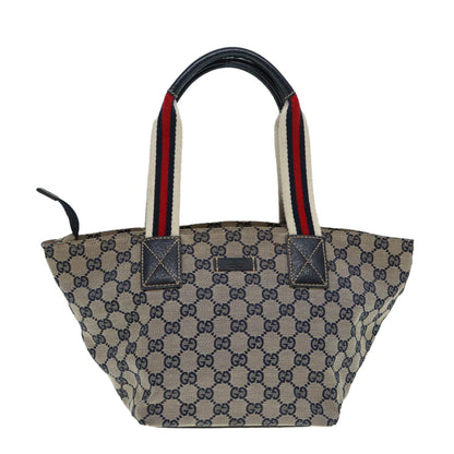 GUCCI GG Canvas Sherry Line Tote Bag Red Navy Silver 131228  bs17358
