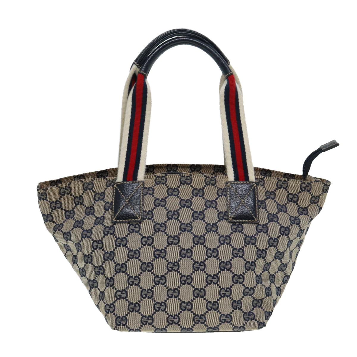 GUCCI GG Canvas Sherry Line Tote Bag Red Navy Silver 131228  bs17358