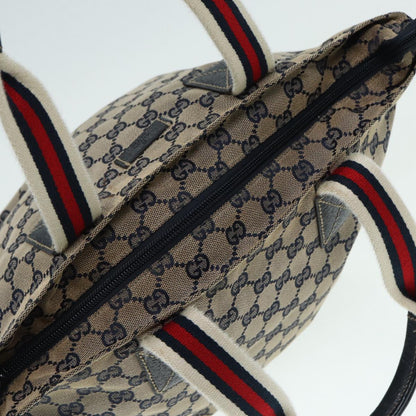 GUCCI GG Canvas Sherry Line Tote Bag Red Navy Silver 131228  bs17358
