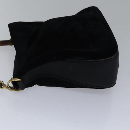GUCCI Bamboo Hand Bag Suede 2way Black  bs17369
