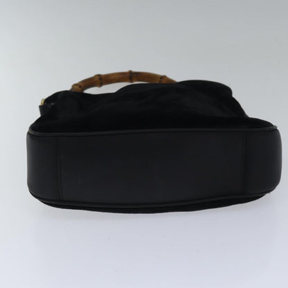 GUCCI Bamboo Hand Bag Suede 2way Black  bs17369