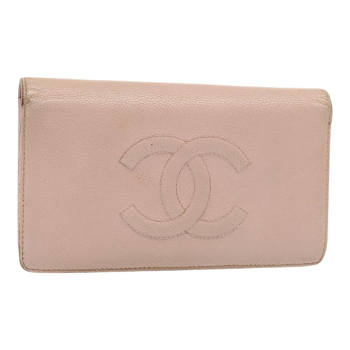 CHANEL Wallet Caviar Skin Pink Silver CC bs17427