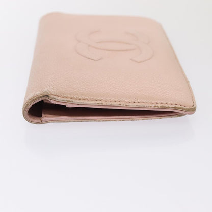 CHANEL Wallet Caviar Skin Pink Silver CC bs17427