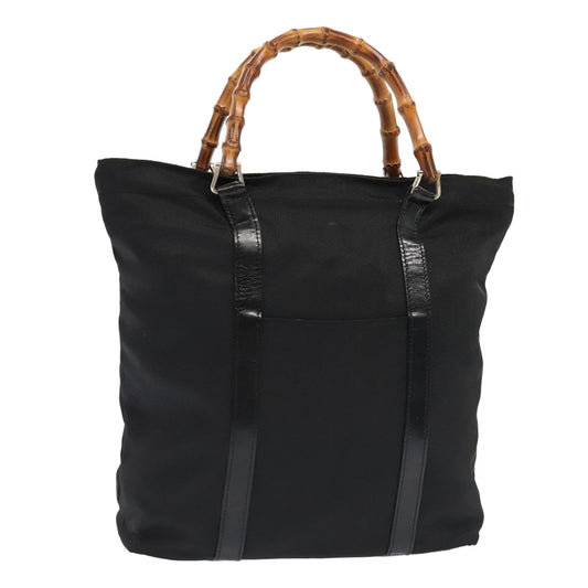 GUCCI Bamboo Hand Bag Nylon Black Gold 000 3754 0508  bs17437