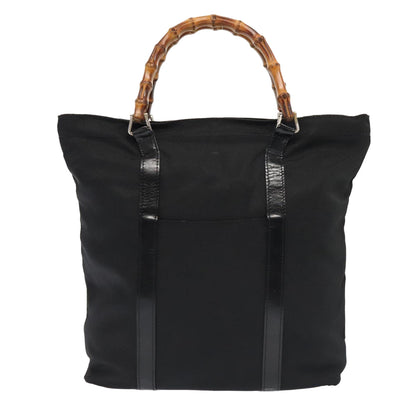 GUCCI Bamboo Hand Bag Nylon Black Gold 000 3754 0508  bs17437
