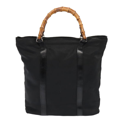 GUCCI Bamboo Hand Bag Nylon Black Gold 000 3754 0508  bs17437