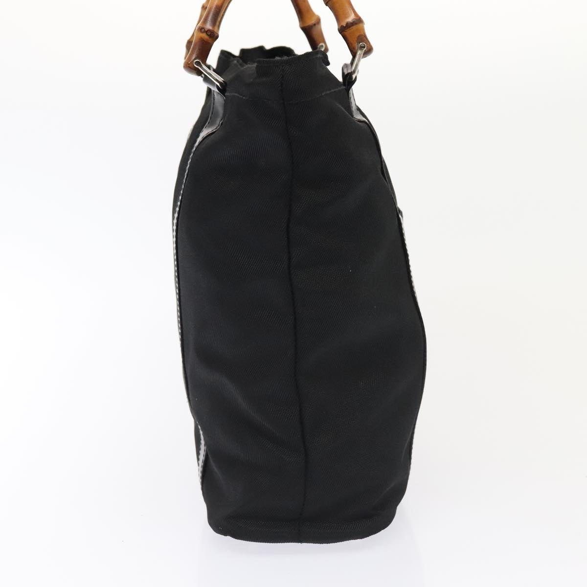 GUCCI Bamboo Hand Bag Nylon Black Gold 000 3754 0508  bs17437