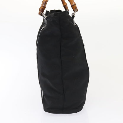 GUCCI Bamboo Hand Bag Nylon Black Gold 000 3754 0508  bs17437