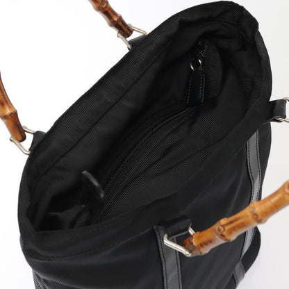 GUCCI Bamboo Hand Bag Nylon Black Gold 000 3754 0508  bs17437