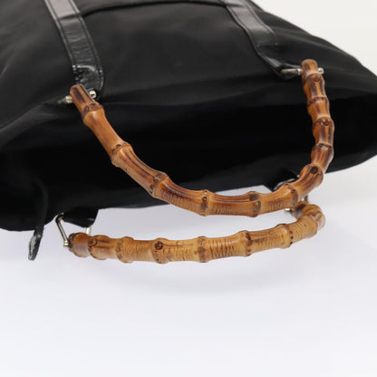 GUCCI Bamboo Hand Bag Nylon Black Gold 000 3754 0508  bs17437