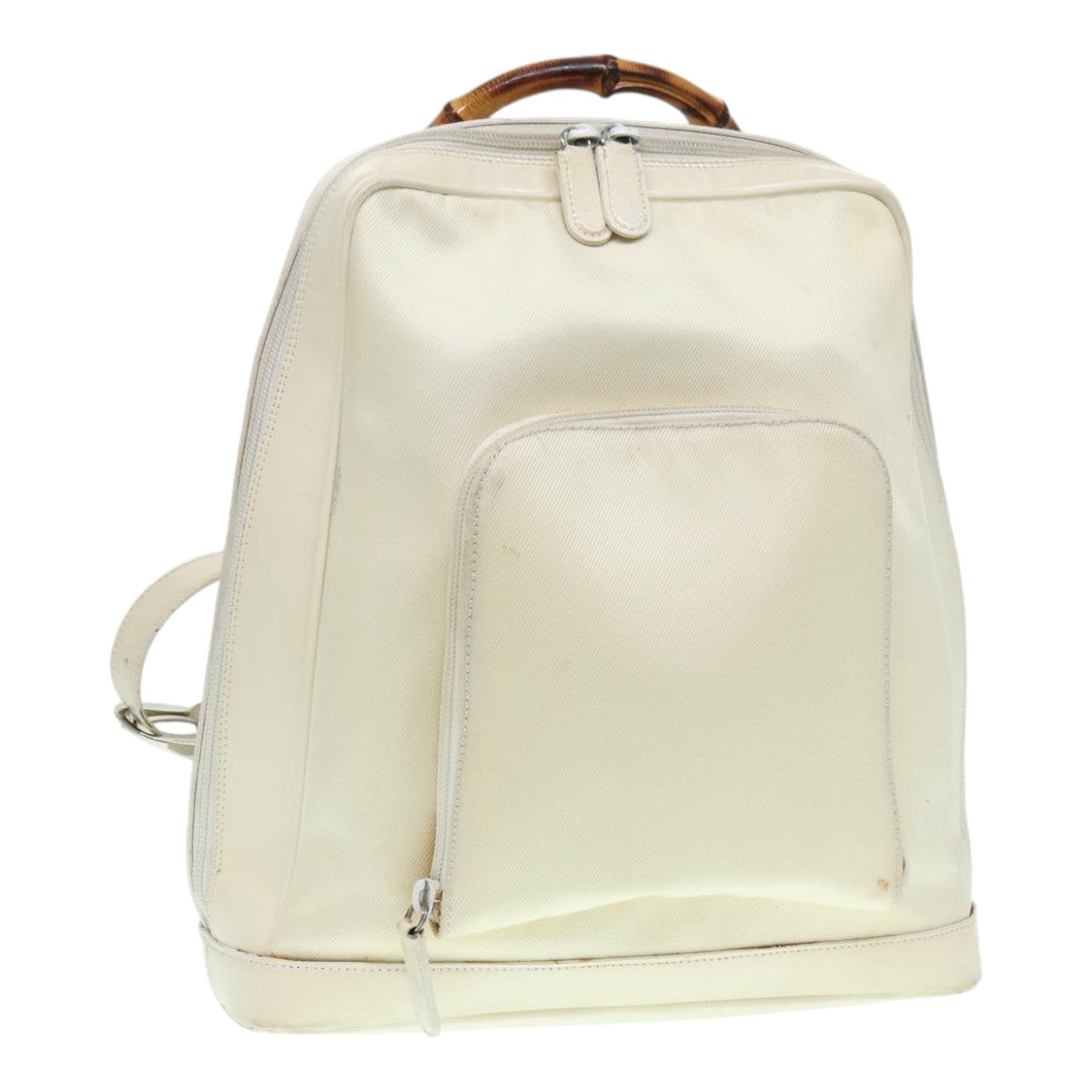 GUCCI Bamboo Shoulder Bag Nylon White Silver 003 2058 0059 5  bs17479