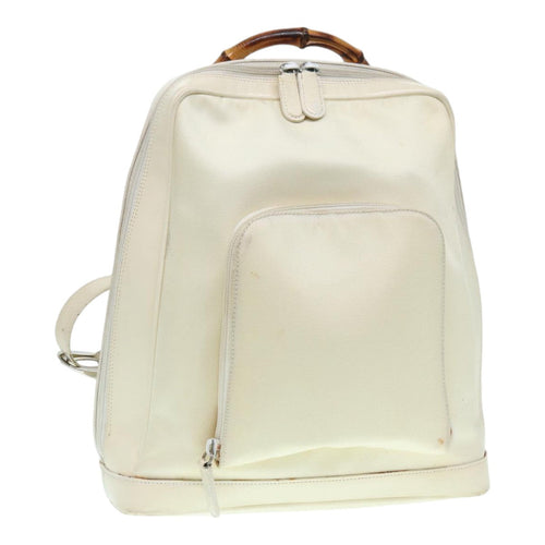 GUCCI Bamboo Shoulder Bag Nylon White Silver 003 2058 0059 5  bs17479