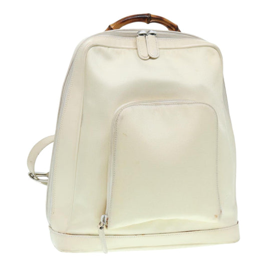 GUCCI Bamboo Shoulder Bag Nylon White Silver 003 2058 0059 5  bs17479