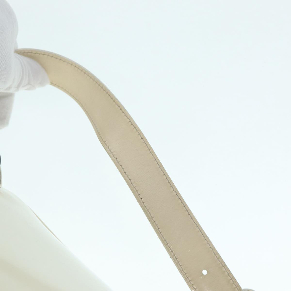 GUCCI Bamboo Shoulder Bag Nylon White Silver 003 2058 0059 5  bs17479
