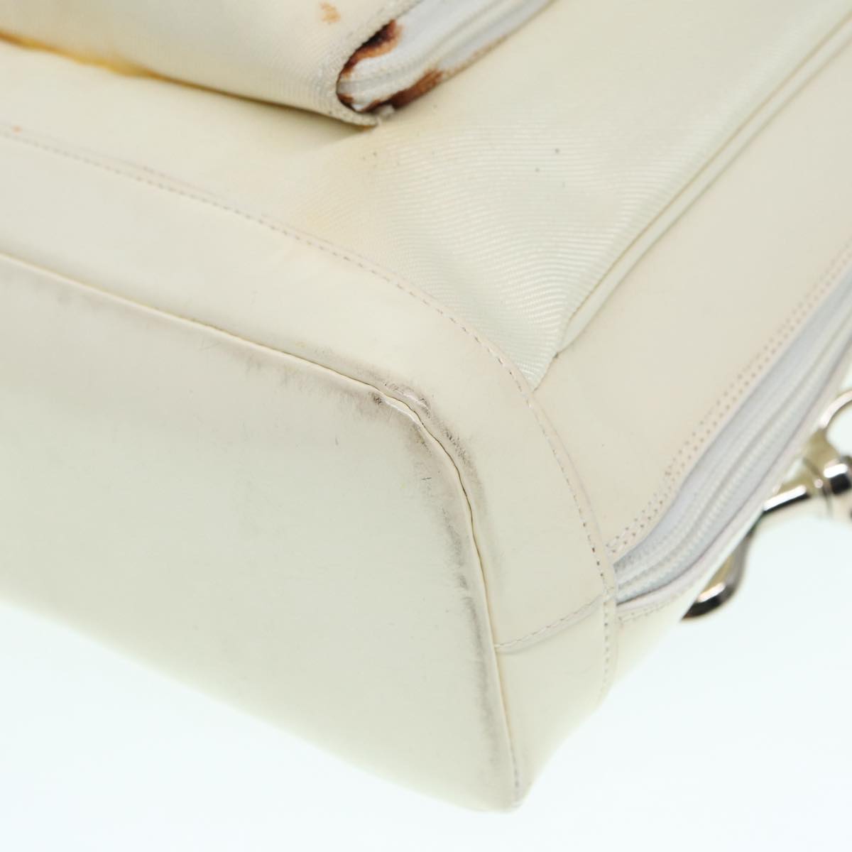GUCCI Bamboo Shoulder Bag Nylon White Silver 003 2058 0059 5  bs17479