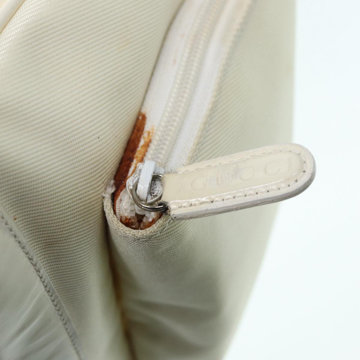 GUCCI Bamboo Shoulder Bag Nylon White Silver 003 2058 0059 5  bs17479