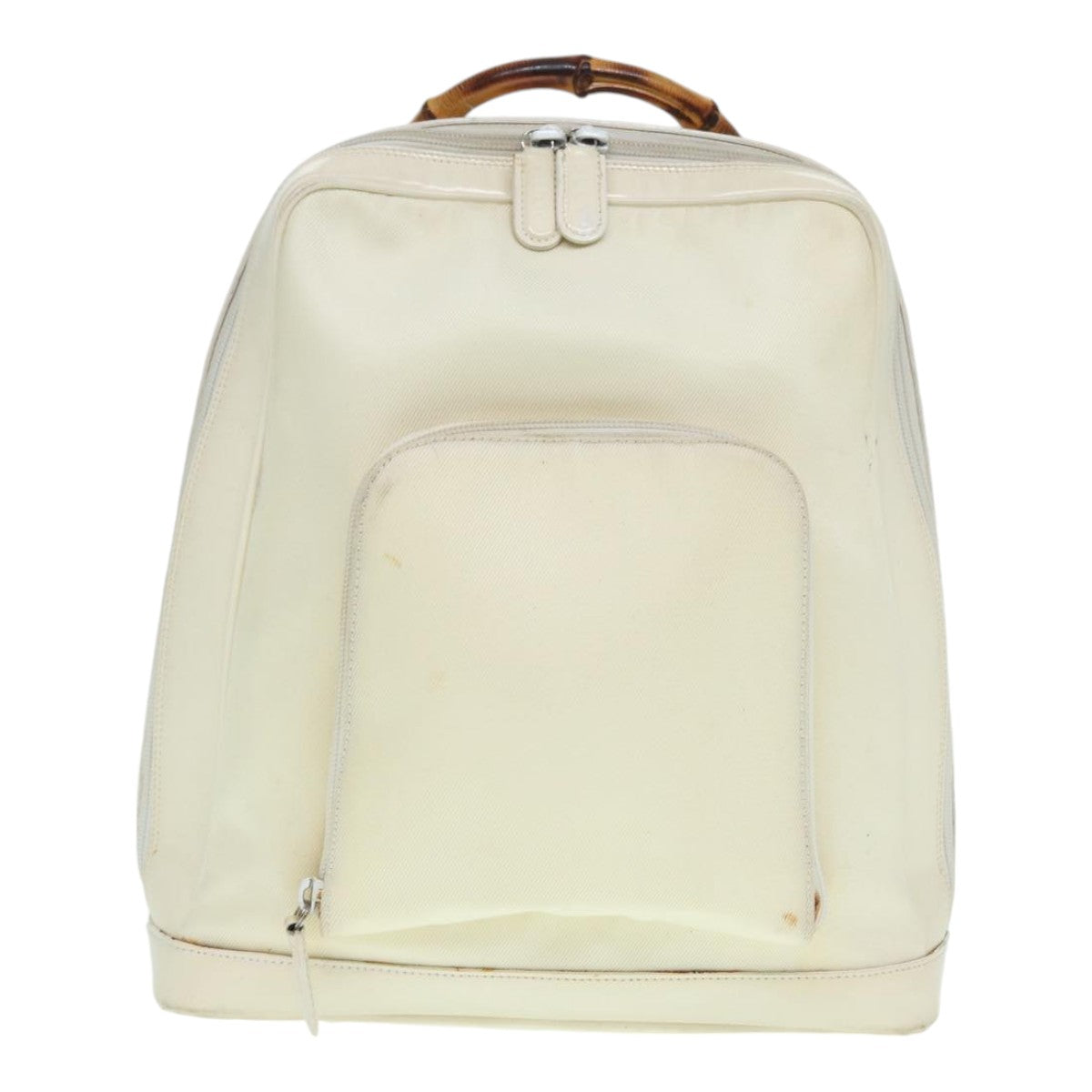 GUCCI Bamboo Shoulder Bag Nylon White Silver 003 2058 0059 5  bs17479