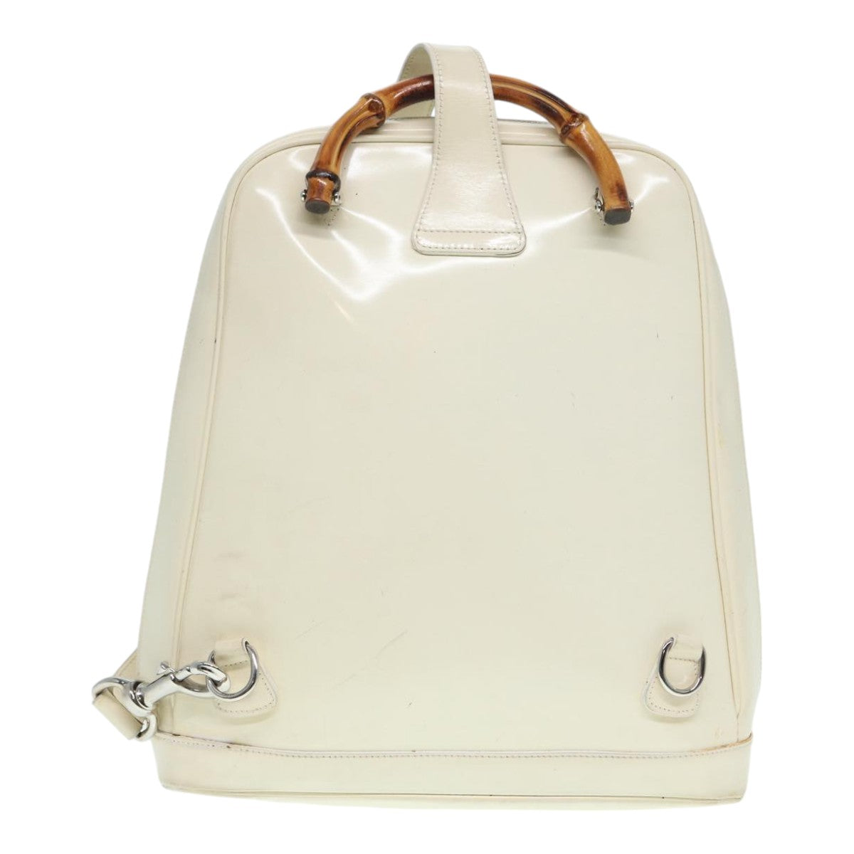 GUCCI Bamboo Shoulder Bag Nylon White Silver 003 2058 0059 5  bs17479