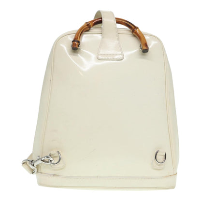 GUCCI Bamboo Shoulder Bag Nylon White Silver 003 2058 0059 5  bs17479