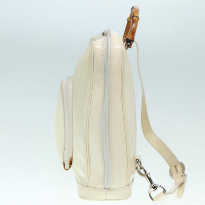 GUCCI Bamboo Shoulder Bag Nylon White Silver 003 2058 0059 5  bs17479