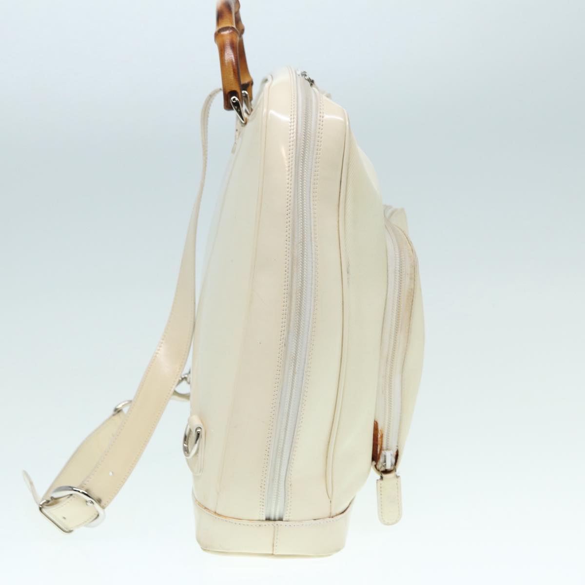 GUCCI Bamboo Shoulder Bag Nylon White Silver 003 2058 0059 5  bs17479