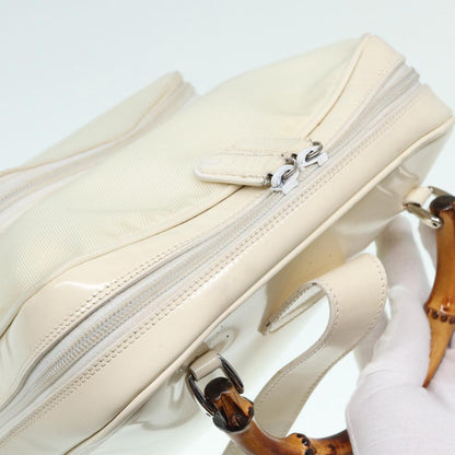 GUCCI Bamboo Shoulder Bag Nylon White Silver 003 2058 0059 5  bs17479