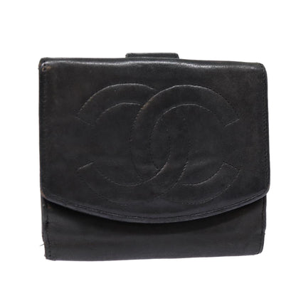 CHANEL Wallet Leather Black Gold CC bs17493
