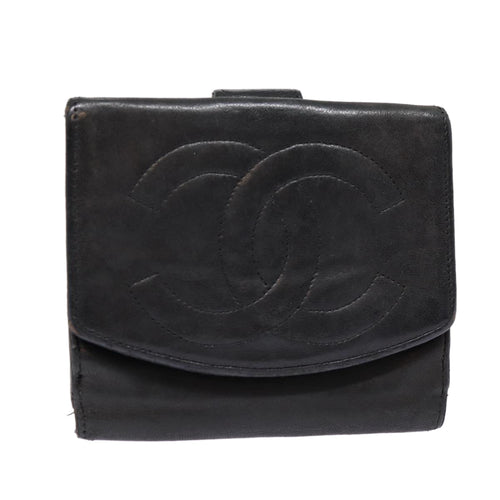 CHANEL Wallet Leather Black Gold CC bs17493