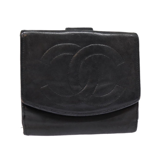 CHANEL Wallet Leather Black Gold CC bs17493