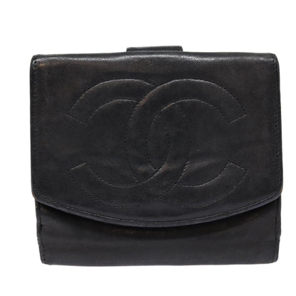 CHANEL Wallet Leather Black Gold CC bs17493