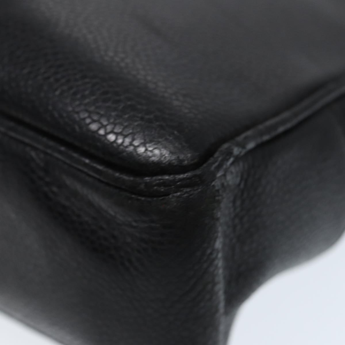 CHANEL Tote Bag Caviar Skin Black Gold CC bs17526