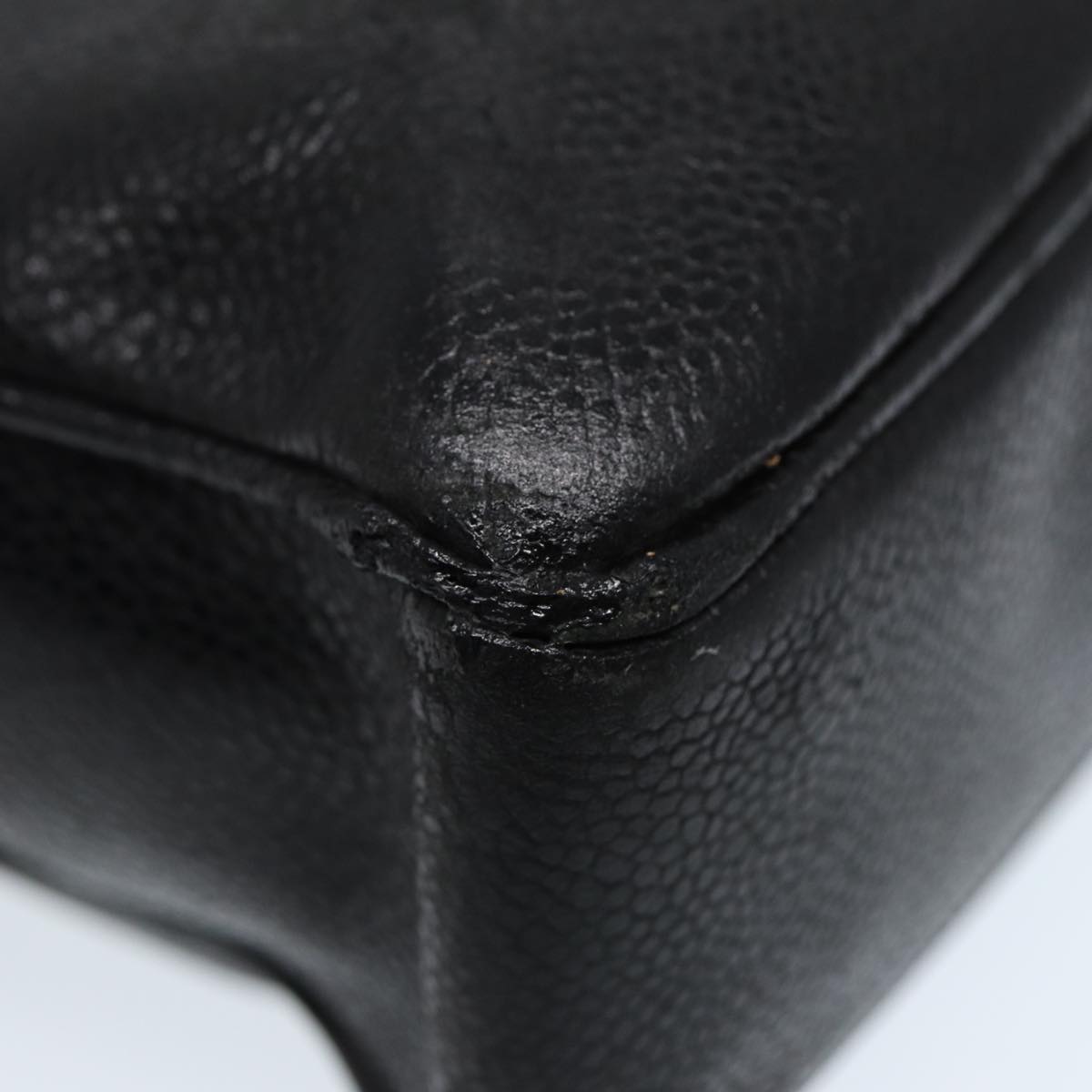 CHANEL Tote Bag Caviar Skin Black Gold CC bs17526