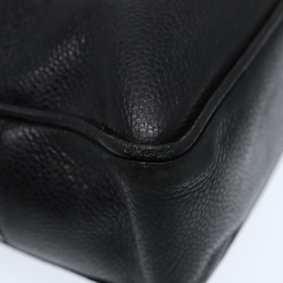 CHANEL Tote Bag Caviar Skin Black Gold CC bs17526