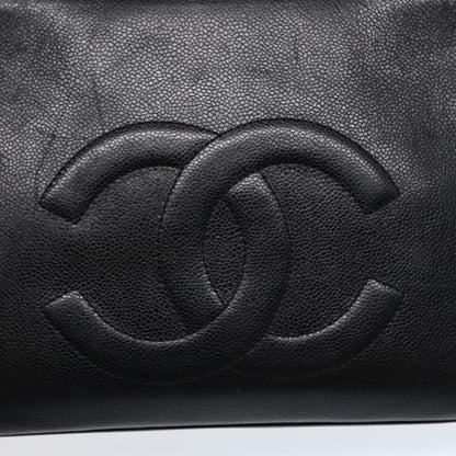 CHANEL Tote Bag Caviar Skin Black Gold CC bs17526
